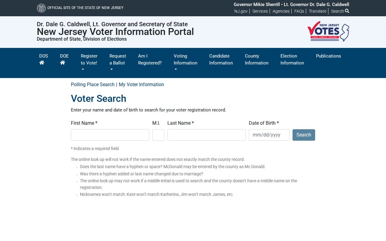 Wayne Residents Directory New Jersey voter status lookup