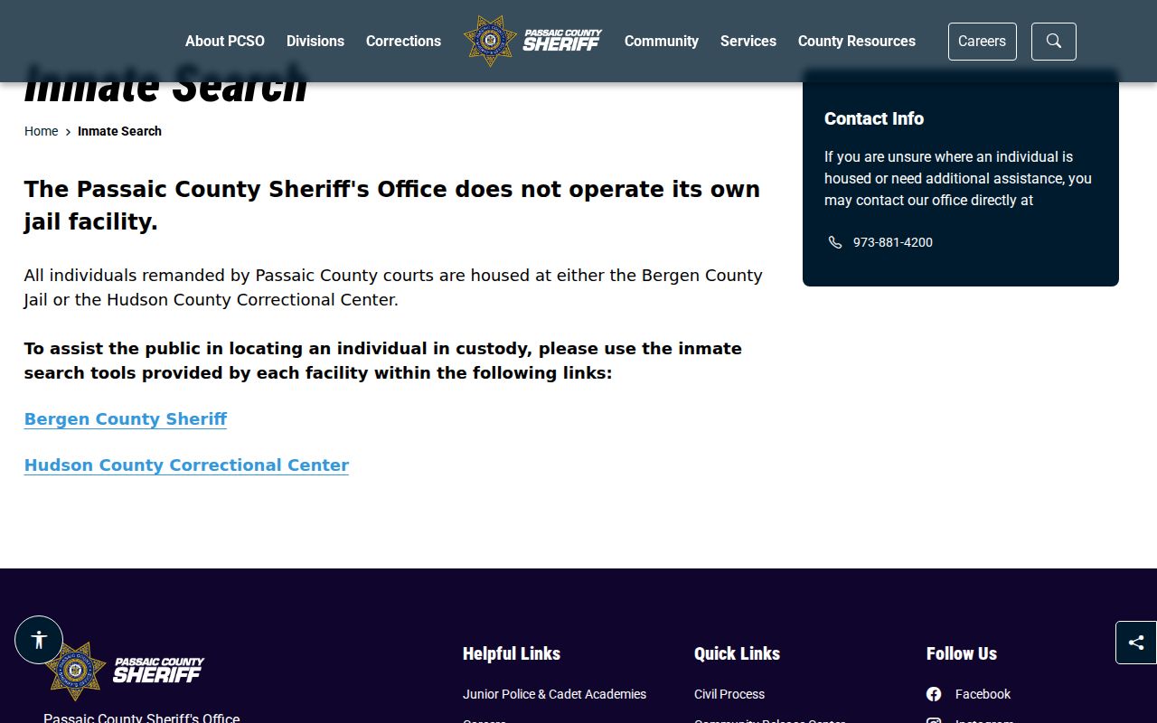 Wayne neighbors Passaic County Sheriff custody search guidance